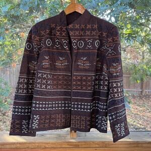 Coldwater Creek Women's Brown Beaded Pinwheel Jacket Size 16. NEW